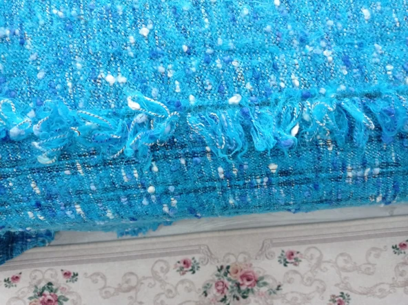 Tavşan Tüyü Peluş El Dokuma Yumuşak Dokulu Çift Kişilik Yatak Örtüsü (280x260)-mavi - 2