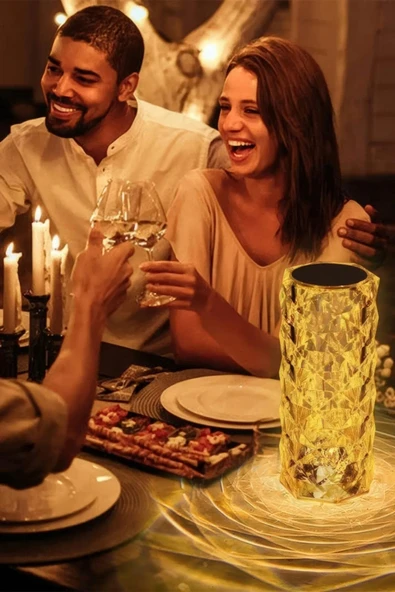 Dokunmatik Kristal LED RGB Masa Lambası-Uzaktan Kumandalı Dekorasyon Lambası-USB Şarjlı B53 - 7