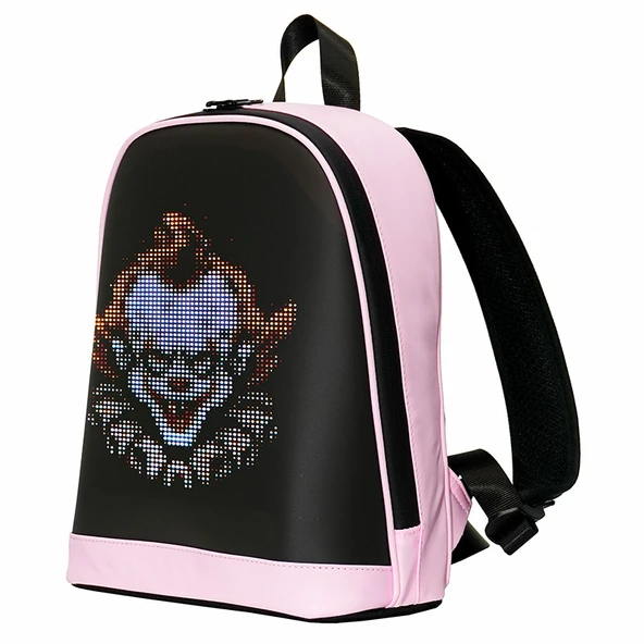 MİNİ SMART BAG Pembe Led Ekranlı Sırt Çantası, Motorcu Çantası - 5
