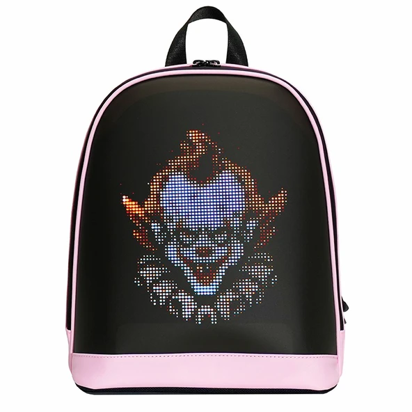 MİNİ SMART BAG Pembe Led Ekranlı Sırt Çantası, Motorcu Çantası