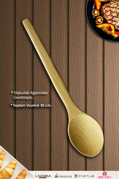 Standlı Ahşap Tahta Kaşık Seti Yemek Servis Sunum Kaşık Seti Ahşap Kaşıklık - Doğal yağlı (5 Parça) - Resim 4