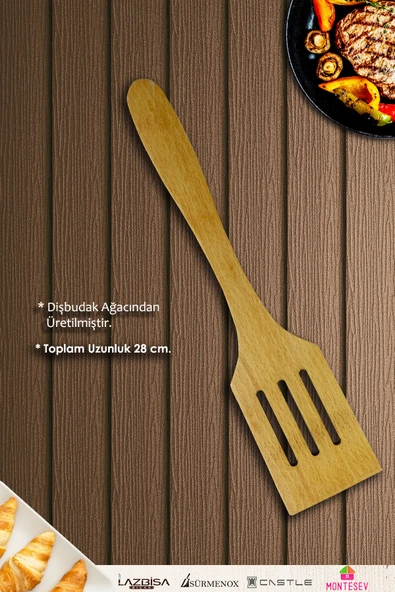 Standlı Ahşap Tahta Kaşık Seti Yemek Servis Sunum Kaşık Seti Ahşap Kaşıklık - Doğal yağlı (5 Parça) - Resim 3