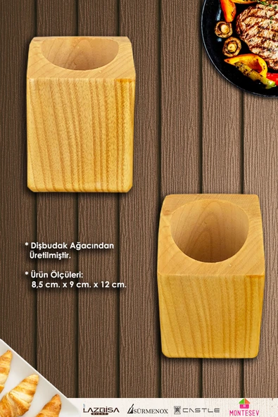 Standlı Ahşap Tahta Kaşık Seti Yemek Servis Sunum Kaşık Seti Ahşap Kaşıklık - Doğal yağlı (5 Parça) - Resim 2