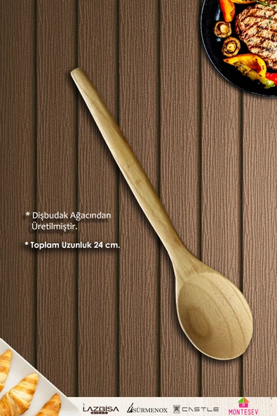 Standlı Ahşap Tahta Kaşık Seti Yemek Servis Sunum Kaşık Seti Ahşap Kaşıklık - Doğal yağlı (5 Parça) - Resim 6