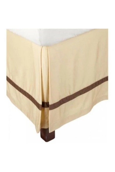 Bej Renk Kahve Şeritli Baza Eteği Dac Keten Kalın