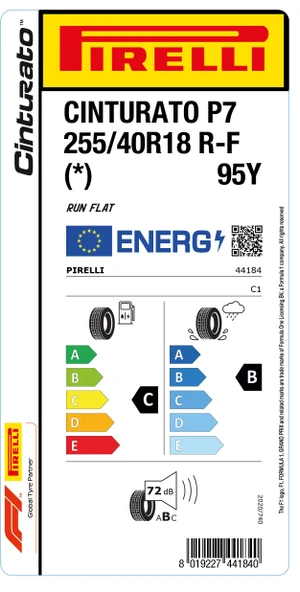 Pirelli 255/40R18 95Y R-F * Cınturato P7 C-B-72 Yaz Oto Lastiği (Üretim Yılı: 2025) - 2