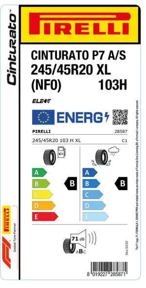 Pirelli 245/45R20 103H Xl Nf0 Elt Cınturato P7 All Season B-B-71 4 Mevsim Oto Lastiği (Üretim Yılı: 2024) - Resim 2
