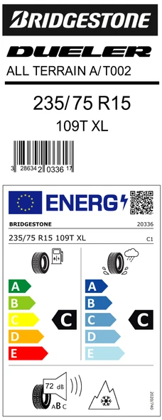 Bridgestone 235/75R15 109T Xl Dueler A/T002 C-C-72 4 Mevsim Suv Lastiği (Üretim Yılı: 2025) - 2