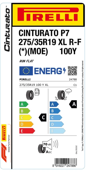 Pirelli 275/35R19 100Y Xl R-F Cınturato P7 * Moe C-A-70 Yaz Oto Lastiği (Üretim Yılı: 2025) - Resim 2