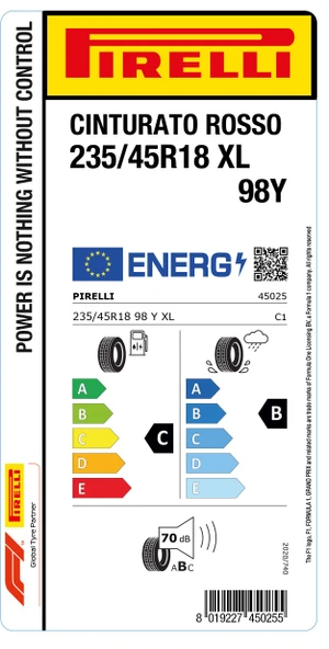 Pirelli 235/45R18 98Y Xl Cınturato Rosso C-B-70 Yaz Oto Lastiği (Üretim Yılı: 2025) - Resim 2