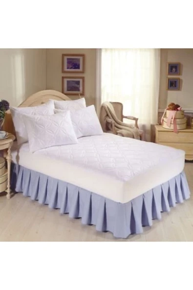 Pamuk Açık Mavi Pileli Baza Eteği