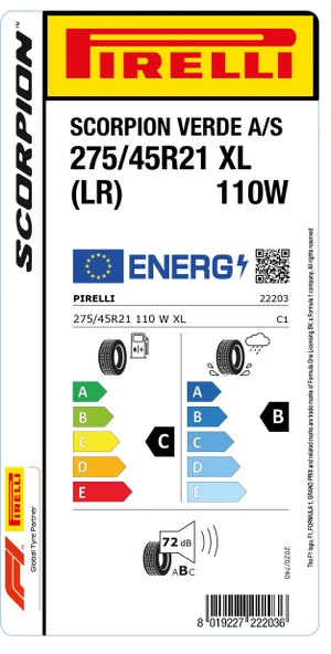 Pirelli 275/45R21 110W Xl Lr Scorpıon Verde All Season C-B-72 4 Mevsim Suv Lastiği (Üretim Yılı: 2025) - 2