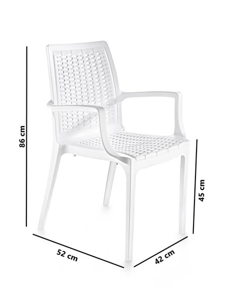 Omnipazar SY-2524 Örgü Desenli Rattan Bahçe Koltuk Sandalye 4'lü Set - 8