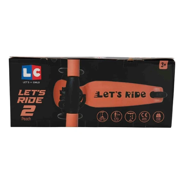 Let's Ride 3 Tekerlekli Katlanabilir Işıklı Scooter Somon - 9