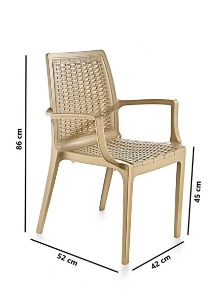 Omnipazar SY-2524 Örgü Desenli Rattan Bahçe Koltuk Sandalye 4'lü Set - 2