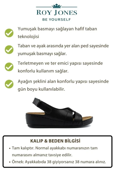 Roy Jones Kadın Ortopedik Anatomik Tabanlı Topuklu Konfor Modeli Anne Orta Yaş Genç Şık Sandalet Terlik - 6