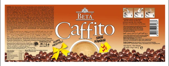 Beta Caffıto 3'ü1 Arada Sütlü Köpüklü Pet Kavanoz 36x18 g, Cam Kupa Hediyeli,Pet Kavanoz Ambalajda - 3