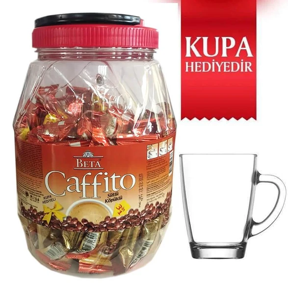 Beta Caffıto 3'ü1 Arada Sütlü Köpüklü Pet Kavanoz 36x18 g, Cam Kupa Hediyeli,Pet Kavanoz Ambalajda
