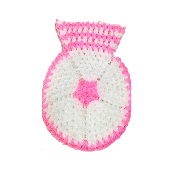 El işi örme şeker Pembe Beyaz iki renkli Banyo Lifi