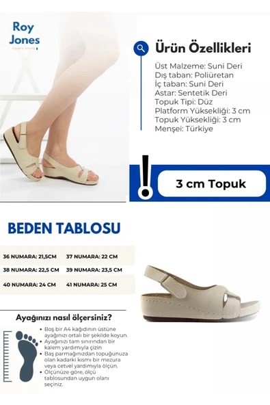 Roy Jones Kadın Ortopedik Anatomik Tabanlı Topuklu Konfor Modeli Anne Orta Yaş Genç Şık Sandalet Terlik - 3