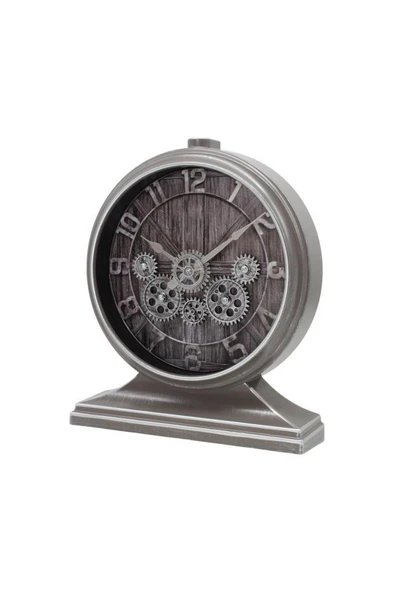 Efe Mark Premium Serisi Antik Eskitme Kadranlı Döner Çarklı 32x28 CM Ev ve Ofis Masa ve Duvar Saati Rakamlı Gri - Resim 2
