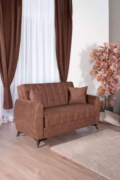 Kilim Mobilya Linda Iki Kişilik Kanepe Yüksek Ayaklı Kahverengi