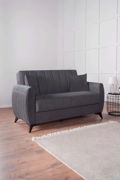 Kilim Mobilya Linda Iki Kişilik Kanepe Yüksek Ayaklı Antrasit ürün görseli