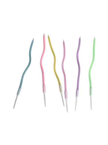 Eğik Pasta Mumu Karışık Pastel Renkli  6 lı 14 cm