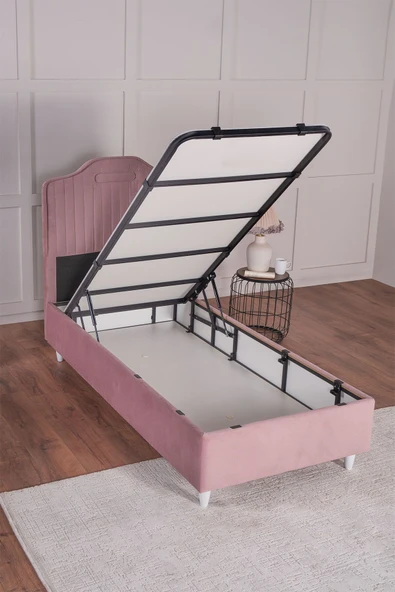 Kilim Mobilya Royal Lux Sandıklı Baza Başlık Paket Yaylı Pedli Yatak Seti Pembe (100x200) - 3