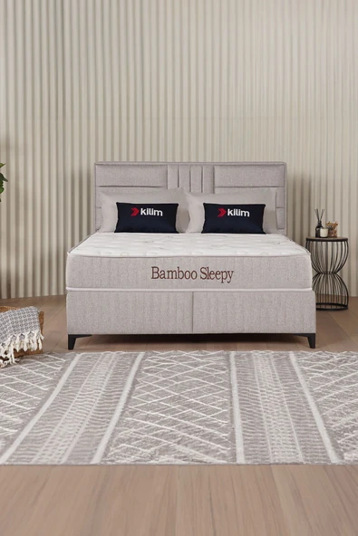Kilim Mobilya Bamboo Sleepy Sandıklı Baza Başlık Yatak Seti (160x200)