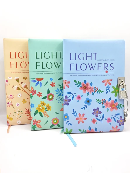 Flowers Hatıra Defteri (Günlük) Kilitli Defter 80 yaprak - Sarı - 4