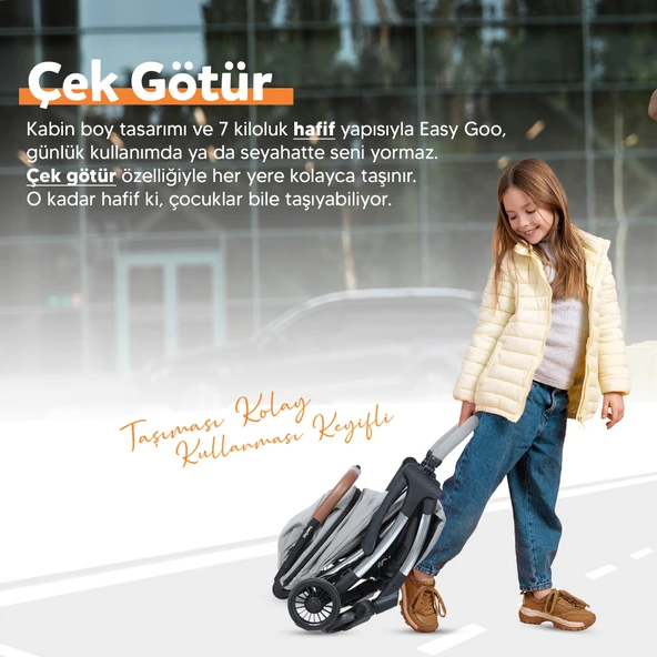 Huggy Easy Go Kabin Boy Otomatik Katlanır Bebek Arabası - 9