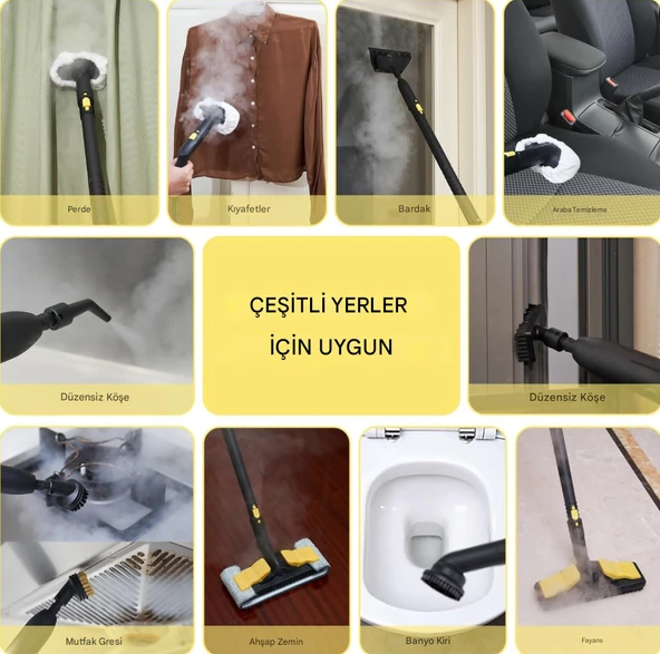 QASUL Çok Amaçlı Profesyonel Ev Tipi Yüksek Basınç ve Sıcaklık Buharlı Temizleyici Süpürge - 6