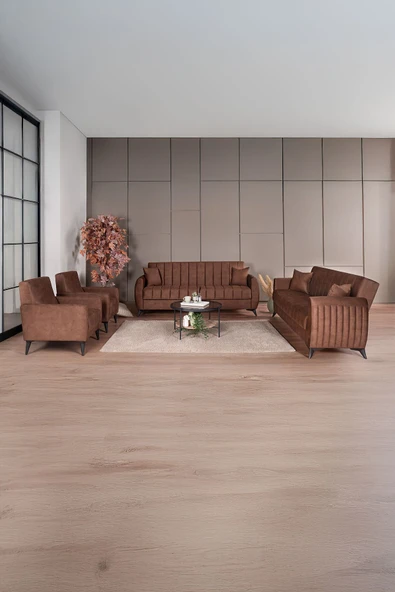 Kilim Mobilya Linda Koltuk Takımı 3 3 B B Kahverengi