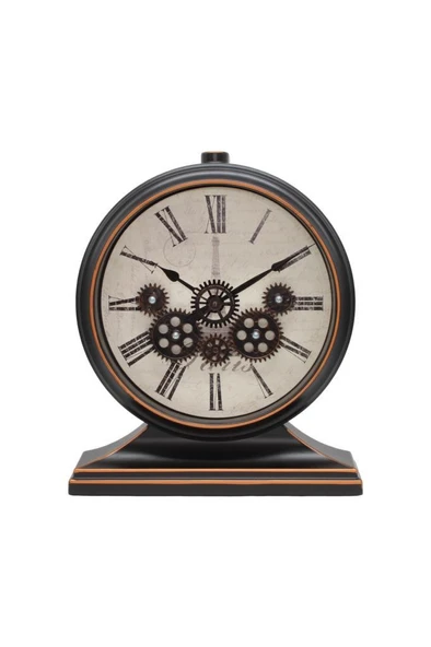 Efe Mark Premium Serisi Antik Eskitme Kadranlı Döner Çarklı 32x28 CM Ev ve Ofis Masa ve Duvar Saati Roma Rakamlı Bakır ürün görseli