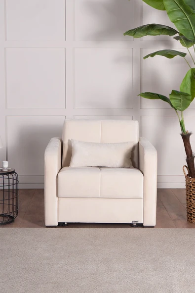 Kilim Mobilya Adonis Tekli Refakatçi Koltuğu Krem (tek Kişilik Yatak Olabilen Koltuk ) - 3