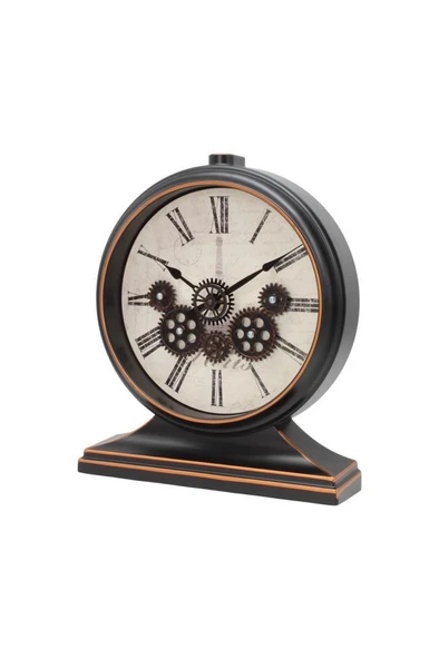 Efe Mark Premium Serisi Antik Eskitme Kadranlı Döner Çarklı 32x28 CM Ev ve Ofis Masa ve Duvar Saati Roma Rakamlı Bakır - Resim 2