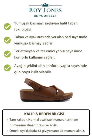 Roy Jones Kadın Ortopedik Anatomik Tabanlı Topuklu Konfor Modeli Anne Orta Yaş Genç Şık Sandalet Terlik - 6