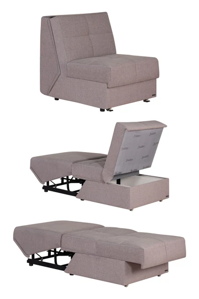 Kilim Mobilya Robin Tek Kişilik Yatak Olabilen Koltuk Açık Kahverengi