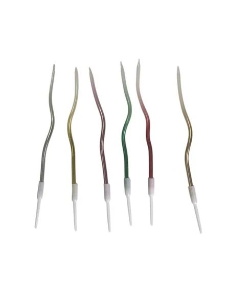 Eğik Pasta Mumu Karışık Açık Renkli 6 lı 14 cm