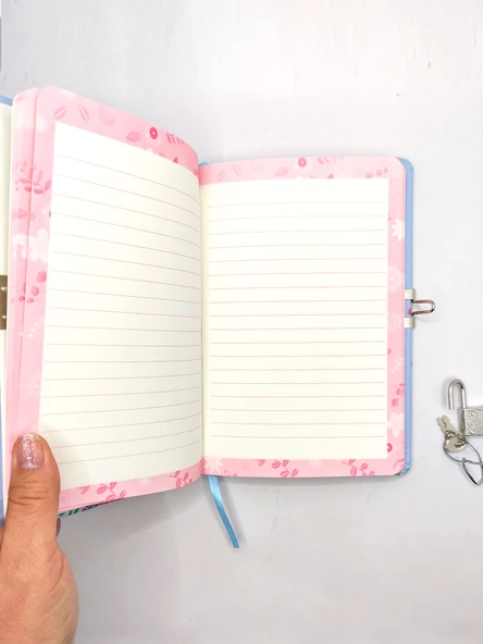 Flowers Hatıra Defteri (Günlük) Kilitli Defter 80 yaprak - Sarı - 3