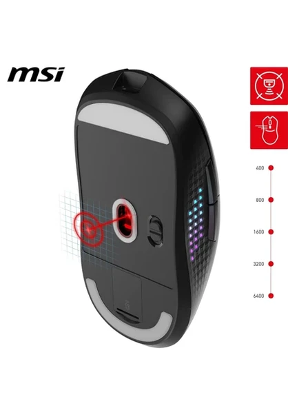 MSI Versa 300 Elite Wireless RGB Şarjlı Optik Kablolu/Kablosuz Oyuncu Mouse - 5