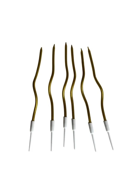 Eğik Pasta Mumu Altın Renkli 6 lı 14 cm
