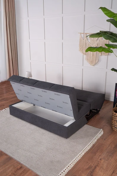 Kilim Mobilya Robin Kanepe Üç Kişilik, Çift Kişilik Yatak Olabilen Antrasit - 3