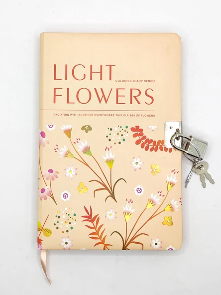 Flowers Hatıra Defteri (Günlük) Kilitli Defter 80 yaprak - Sarı