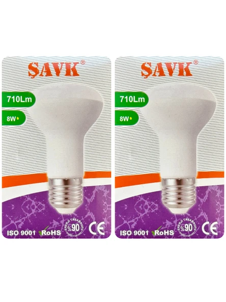(2 Adet) Şavk 8W (54W) Sarı Işık (3000K) E27 Duylu (Kalın Duy) Led R63 Ampul ürün görseli 1