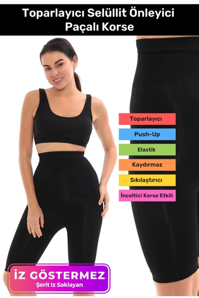 Özel Seri Doğum Sezeryan Sonrası Vücut Kaymaz Silikonlu Toparlayıcı Selüllit Önleyici Paçalı Korse ürün görseli