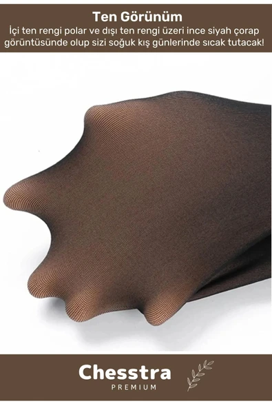 Yeni Sezon Toparlayıcı Korse Etkili Rahat Şık Sıcak Tutan İçi Peluş Termal Ten Görünümlü Tayt Çorap - 3