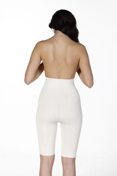 Kaymaz Yüksek Bel İnceltici Terlemeyi Önleyen Destekli İz Göstermeyen Uzun Paçalı Toparlayıcı Korse - Resim 4