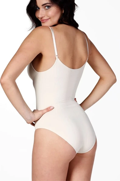 İz Saklayan Lazer Kesim İnceltici Etkili Push-Up Askılı Toparlayıcı Çıtçıtlı Slip Body Zıbın Korse - 3